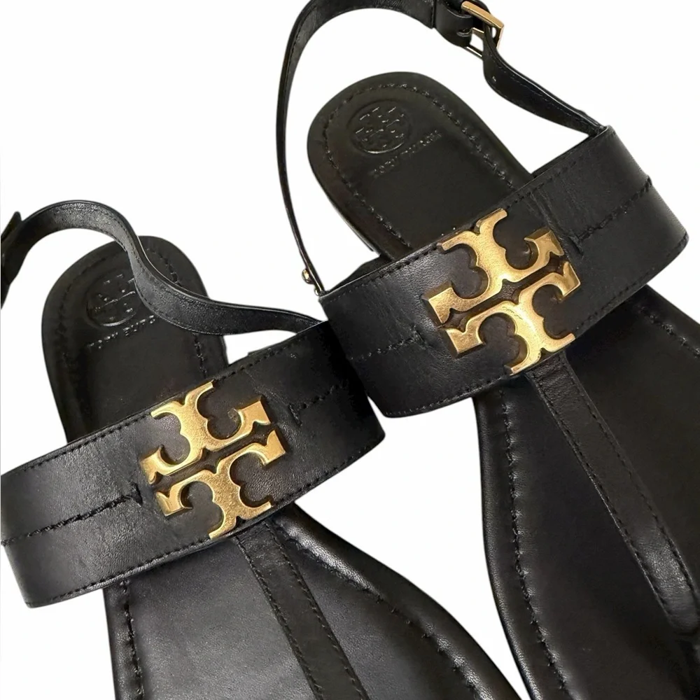 TORY BURCH Everly T Strap Sandals Black Size 10